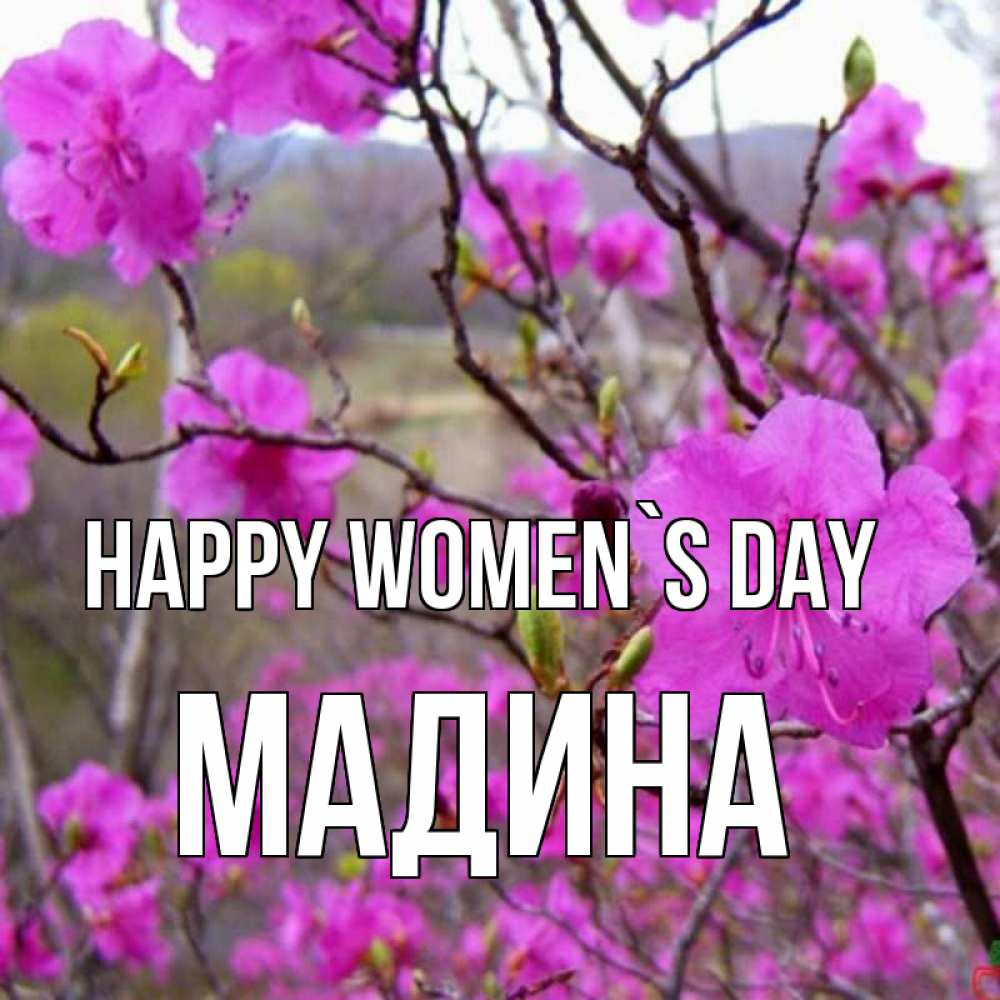 Greetings card с именем, Мадина happy women`s day международный женский день Greetings with text for free download 